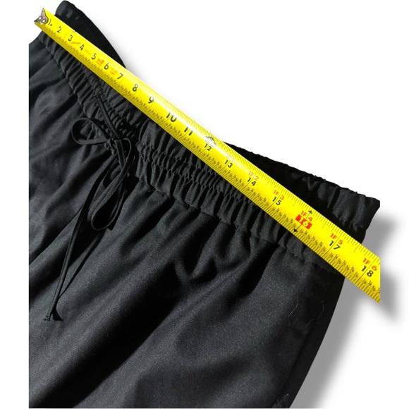 Anne Klein Black Wide-Leg Elastic Drawstring Waist Ankle Length Loose Fit Pants - Picture 9 of 10